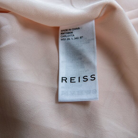 REISS Blush Ivory Carlotta Tie Waist Flippy Belted Dress Sz US8/EU40 - Picture 10 of 13